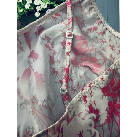 Aubade Paris‎ Vintage Y2K Lingerie Nightgown Pink Abstract Flowers Adj. Straps - Picture 6 of 13